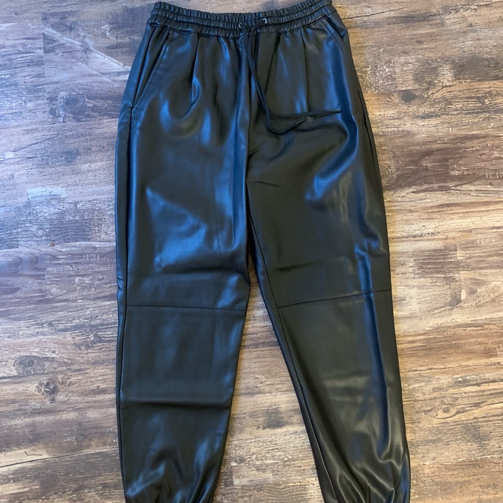 NWOT ZARA Vegan Leather Joggers